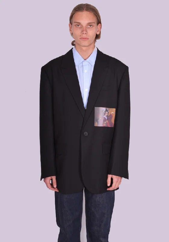 Weekend Savings Bonanza YUIKI SHIMOJI PATCHED BLAZER BLACK BLACK GEISHA GIRL