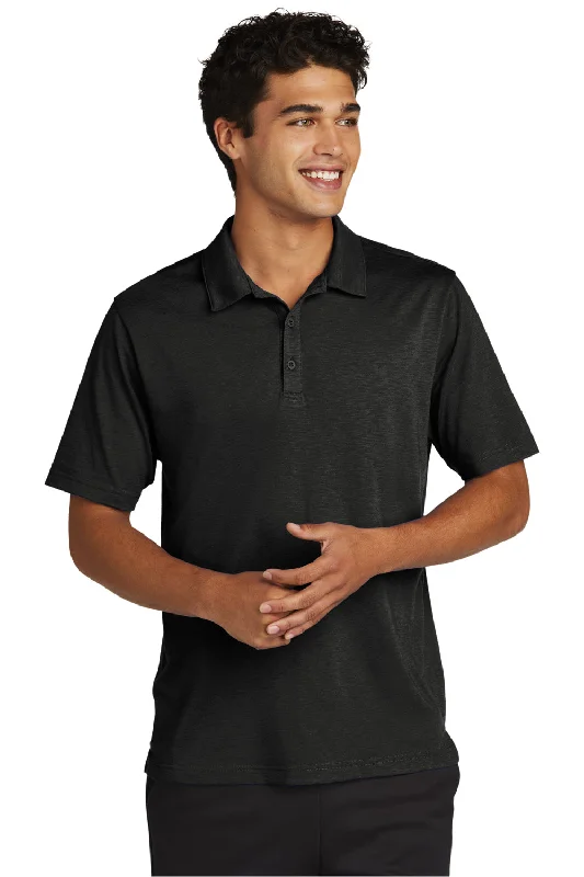 Blowout Sale Sport-Tek Mens Strive Moisture Wicking Short Sleeve Polo Shirt - Black