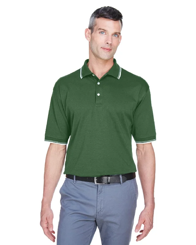 Huge Discounts Devon & Jones Tipped Perfect Pima Polo Shirt | Forest/ Creme