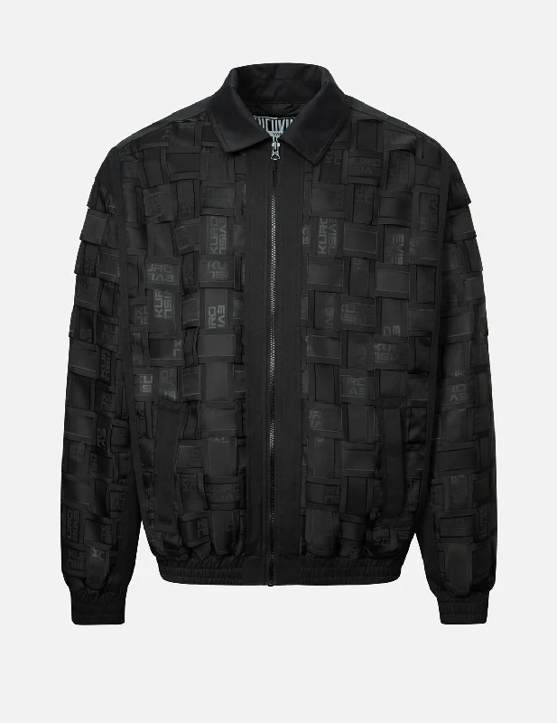 Weekend Savings Spectacle Allover Logo Print Relax Fit Tape Weaving Bomber Jacket