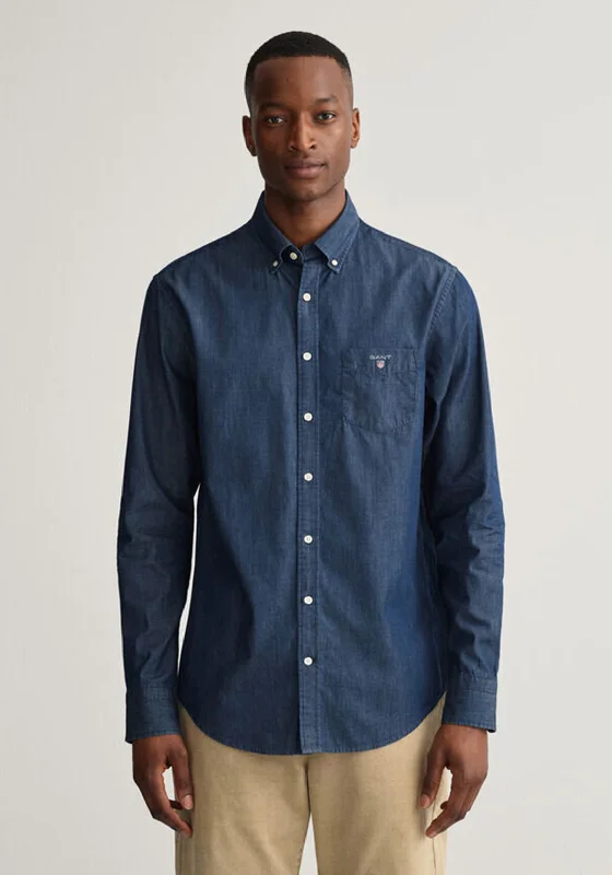 Overstock Gant Regular Fit Shirt, Dark Indigo
