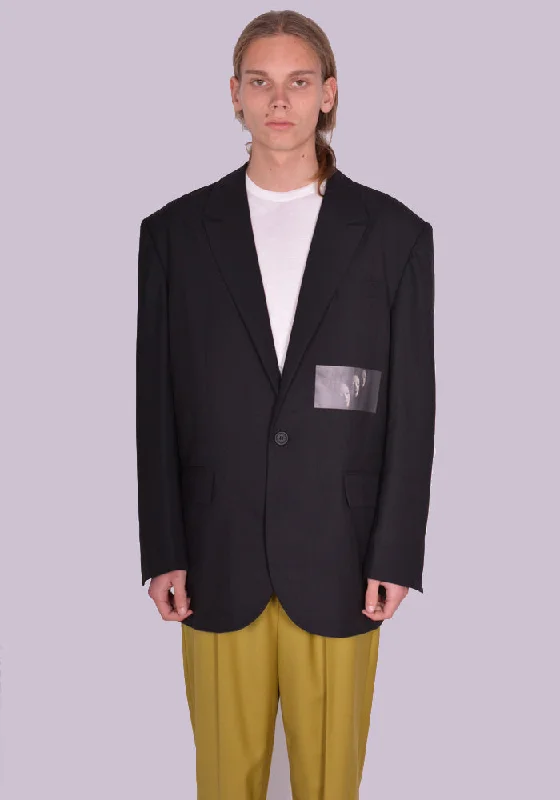 Weekend Deals to Brighten Your Day YUIKI SHIMOJI PATCHED BLAZER BLACK BLACK NOH MASK Weekend Deals to Brighten Your Day YUIKI SHIMOJI PATCHED BLAZER BLACK BLACK NOH MASK