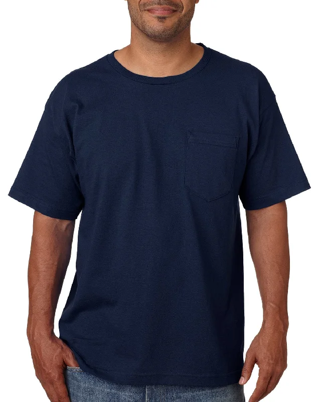 Amazing Value Bayside USA Made Short Sleeve Pocket T-Shirt | Light Navy