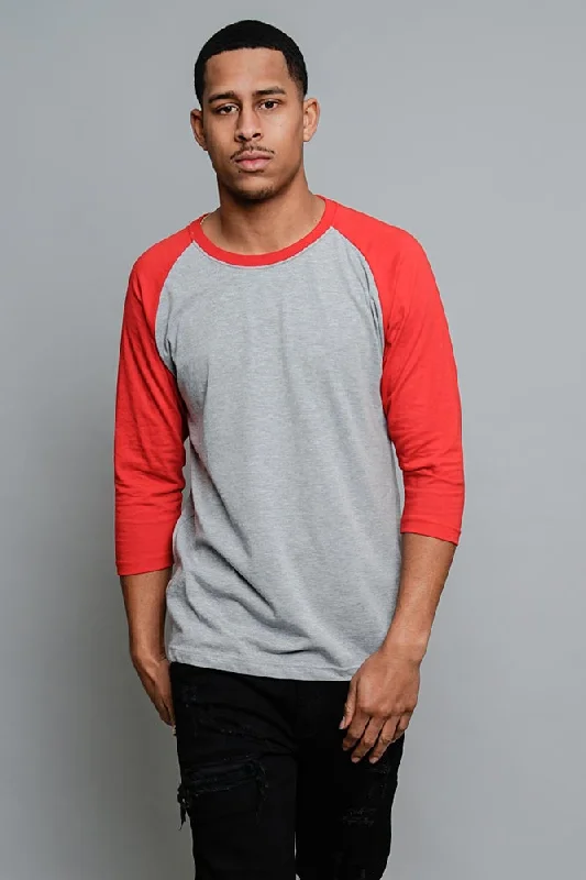 Unmissable Offer Men's Baseball T-Shirt (Grey/Red)