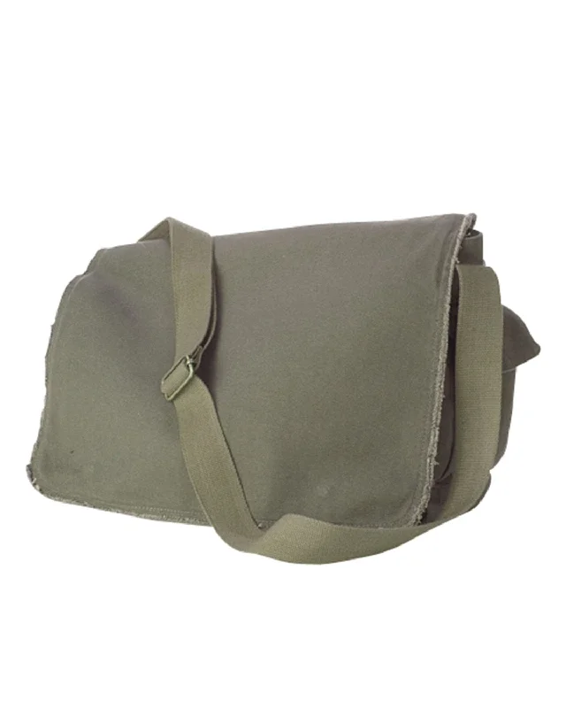 Time-Sensitive Authentic Pigment Raw-Edge Messenger Bag | Khaki Green