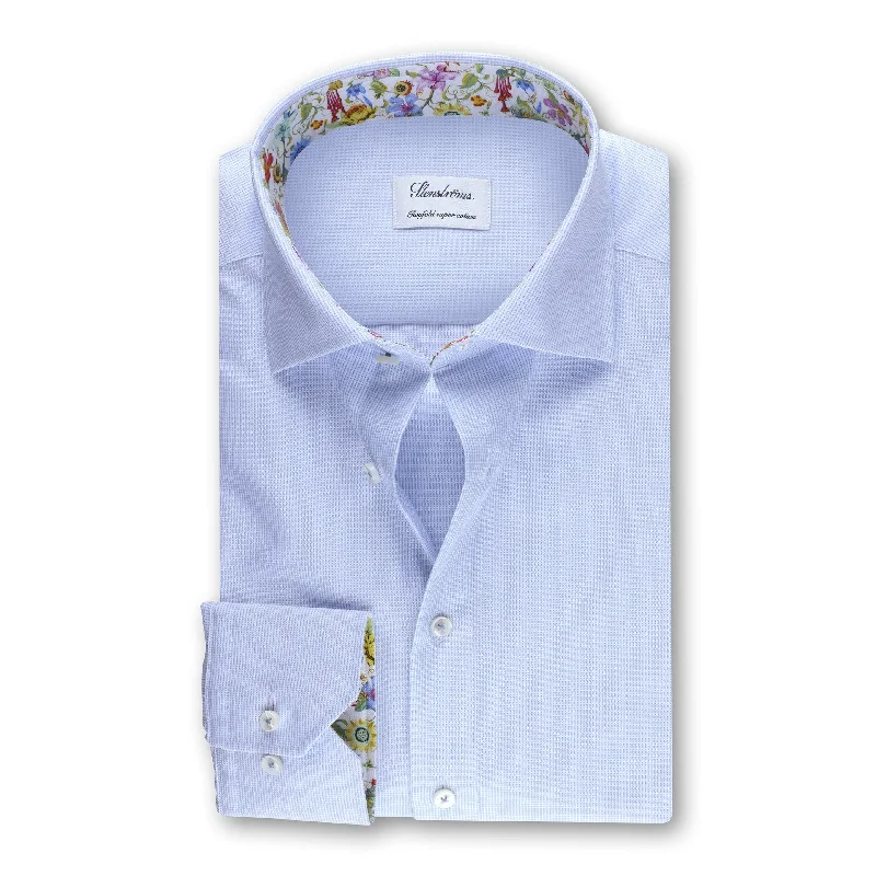 Can't Resist Light Blue Contrast Oxford Slimline Shirt - Stenströms
