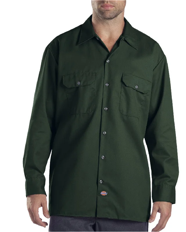 Weekend Bargains Galore Dickies Long Sleeve Work Shirt | Hunter Green
