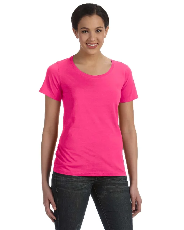 Unmissable Offer Anvil Ladies Sheer Scoop Neck T-Shirt | Hot Pink