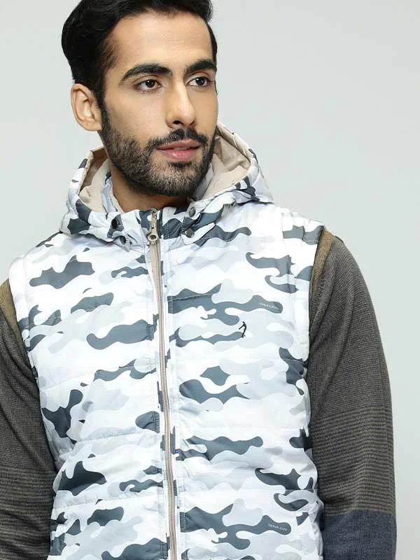 Weekend Discounts to Celebrate Men Printed Sleeveless Gilet Jacket