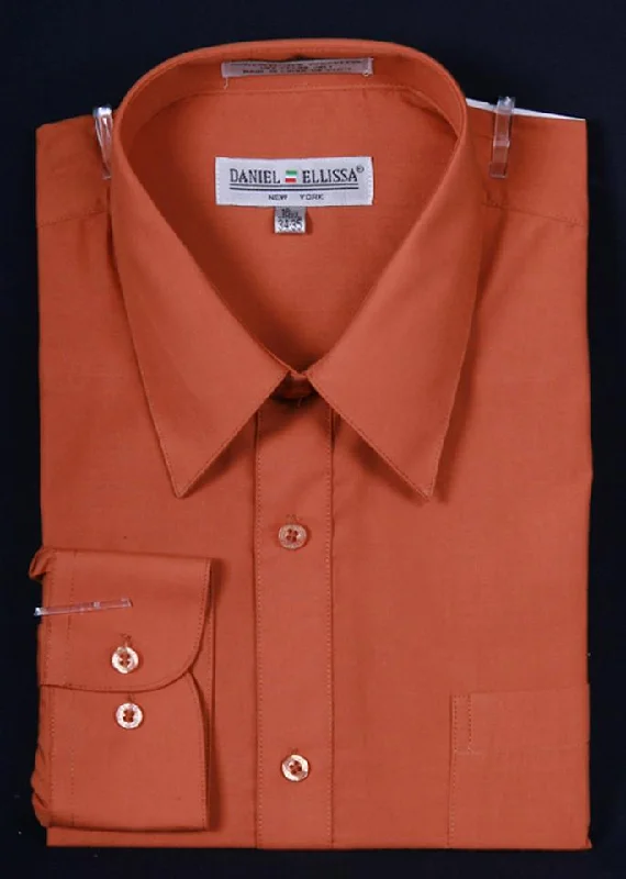 Bonus Offer Men's Rust Long Sleeve Dress Shirt