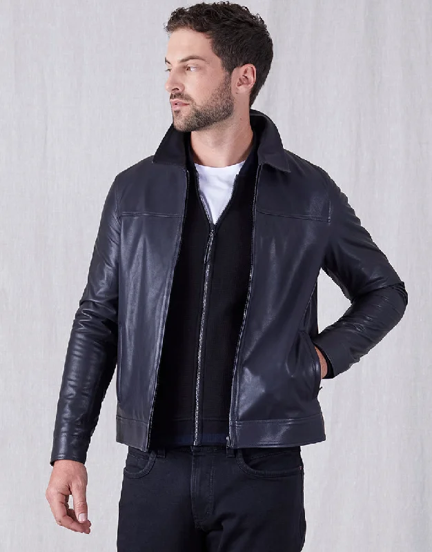 Anniversary Sale Ryder Navy Leather Jacket