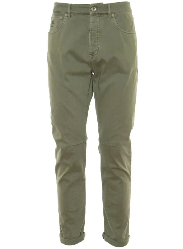 Discount Extravaganza Brunello Cucinelli Mens Straight Leg Logo Patch Pants in Khaki