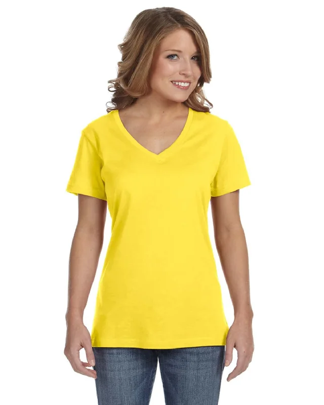 Exclusive Deal Anvil Ladies Featherweight V-Neck T-Shirt | Lemon Zest