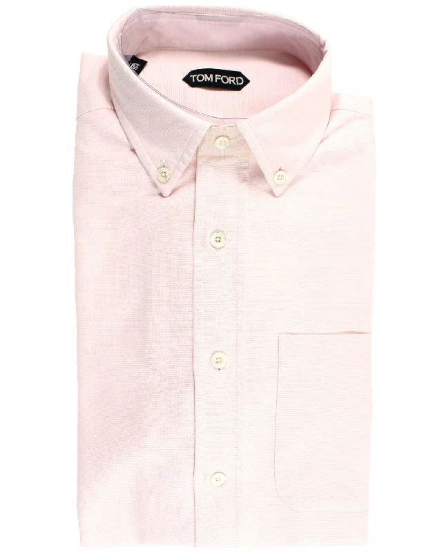 Extra Savings Tom Ford Button-Down Sport Shirt Pink Solid 39 - 15 1/2 SALE