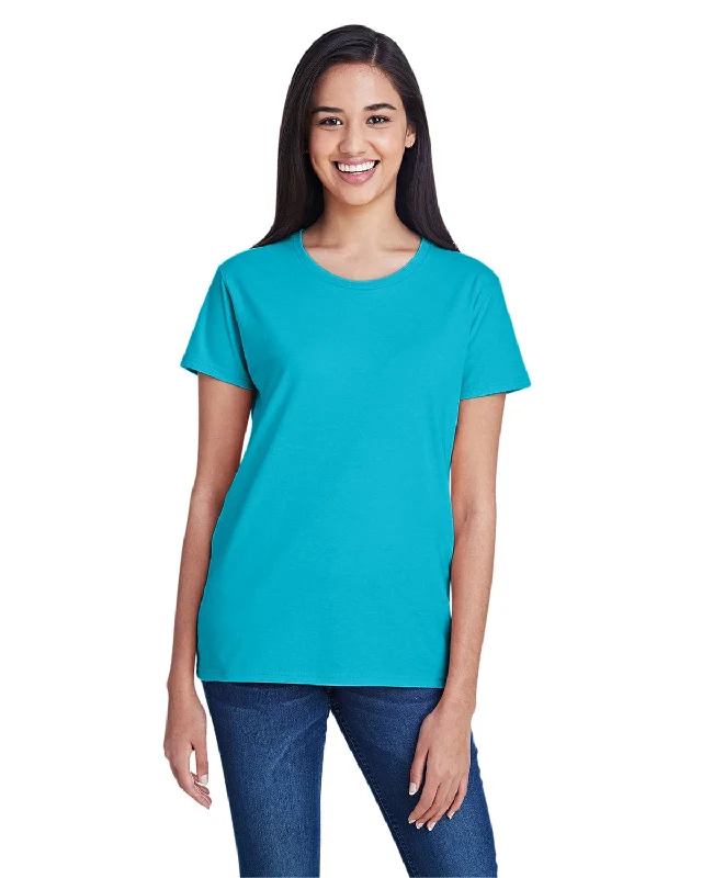 Deep Discounts Anvil Ladies Fashion Fit T-Shirt | Pool Blue