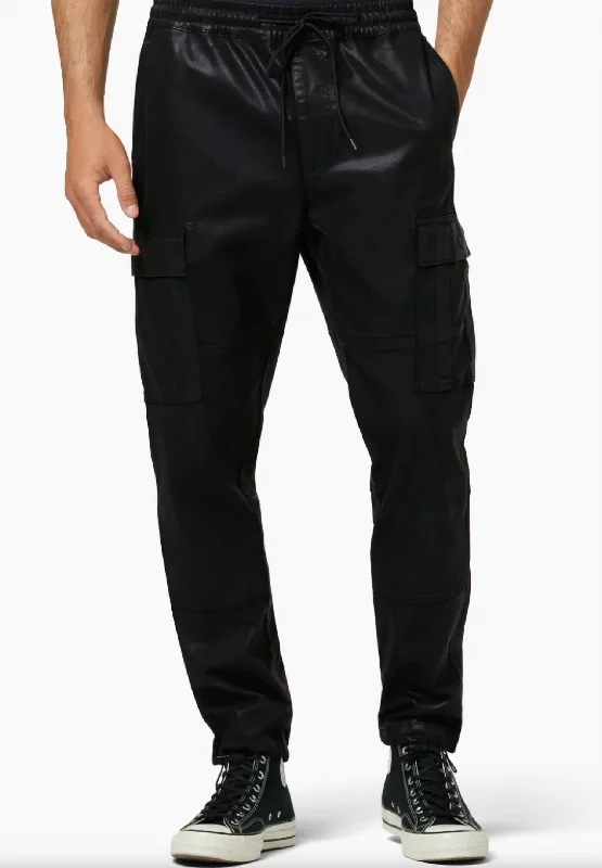 Grand Opening Sale Coated Cargo Joggers In Coated Black