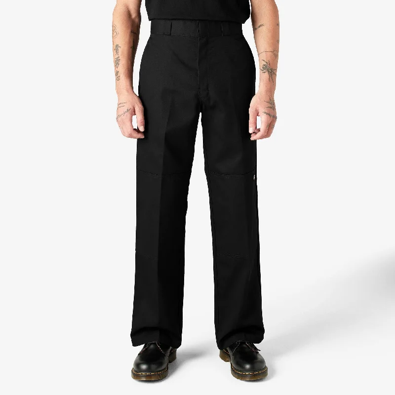 Price Reduction Loose Fit Double Knee Work Pants, Black