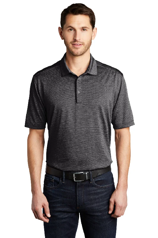 Special Price Port Authority Mens Shadow Stripe Moisture Wicking Short Sleeve Polo Shirt - Deep Black Special Price Port Authority Mens Shadow Stripe Moisture Wicking Short Sleeve Polo Shirt - Deep Black