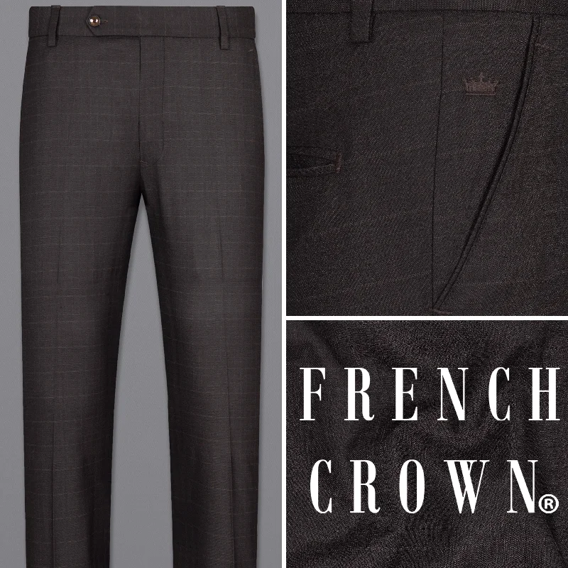 Super Sale Piano Brown Plaid Premium Wool Rich Pant