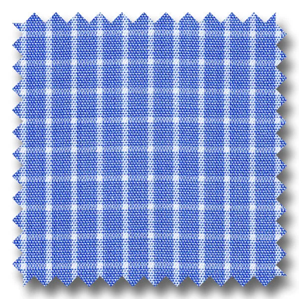 Clearance Sale Blue Check 200 2Ply Broadcloth - Custom Dress Shirt