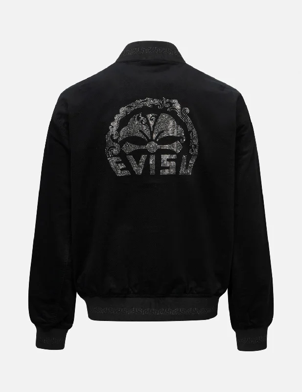 Huge Discounts Rhinestone Kamon and Logo Relax Fit Bomber Jacket