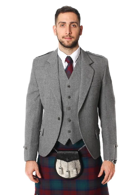 Buy More, Save More Tweed Argyle Jacket and 5 Button Vest - Light Grey Tweed