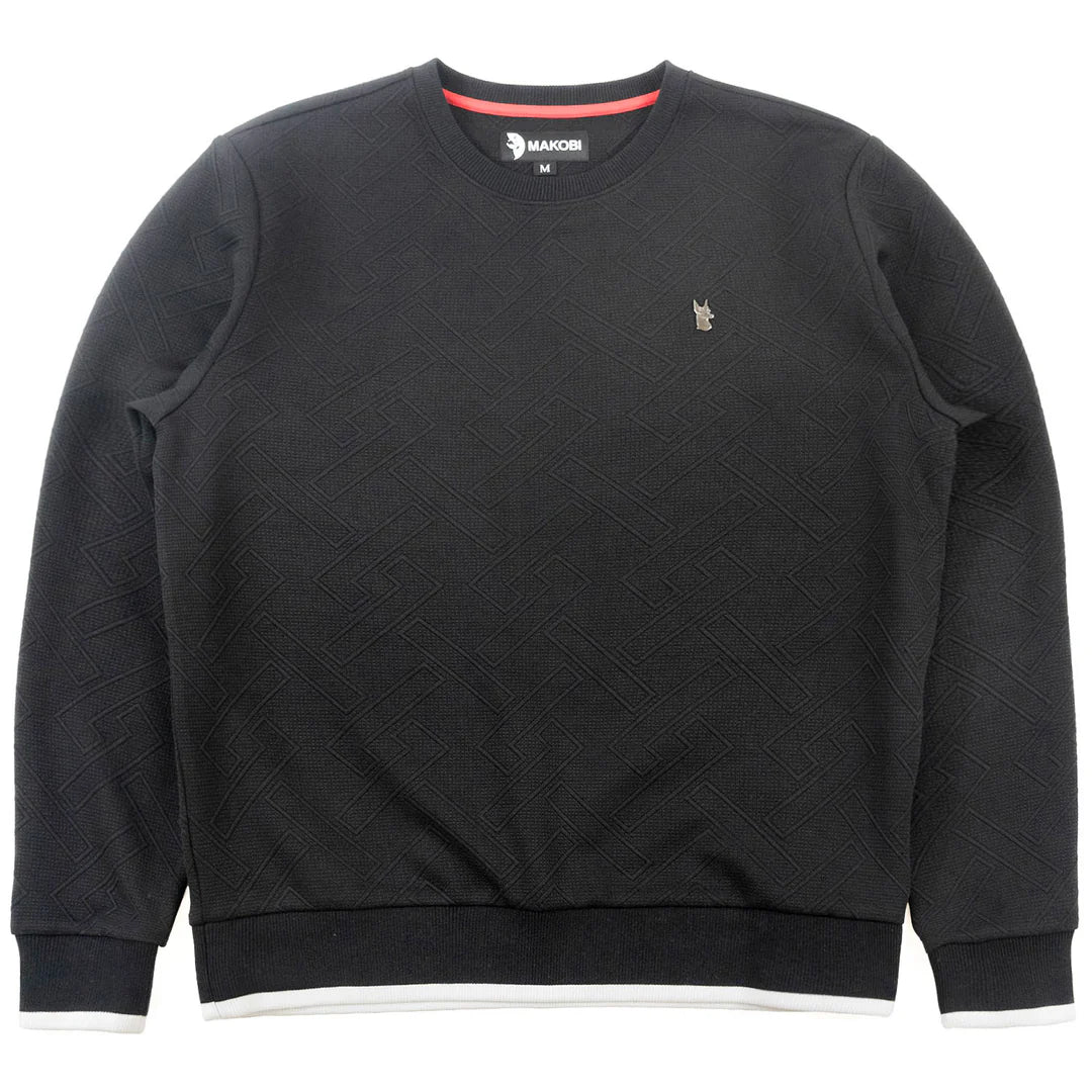 Weekend Specials to Love M4390 Beanchi Jacquard Crewneck - Black