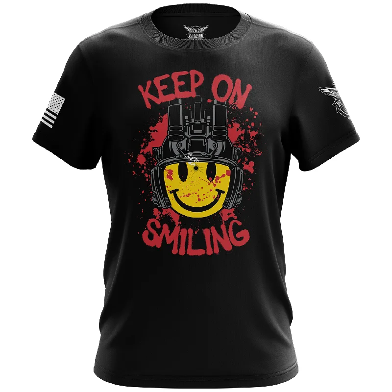 Weekend Bargains Just for You Tactical Smiley Face Short Sleeve Shirt