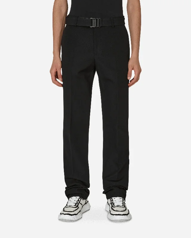 Limited Time Discount Buckle Dry Wool Slim Pants Black