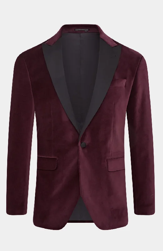 Mega Deal BURGUNDY VELVET TUXEDO JACKET