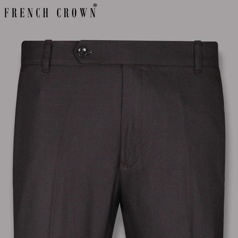 Mega Deal Coffee Brown Subtle Windowpane Formal Pant