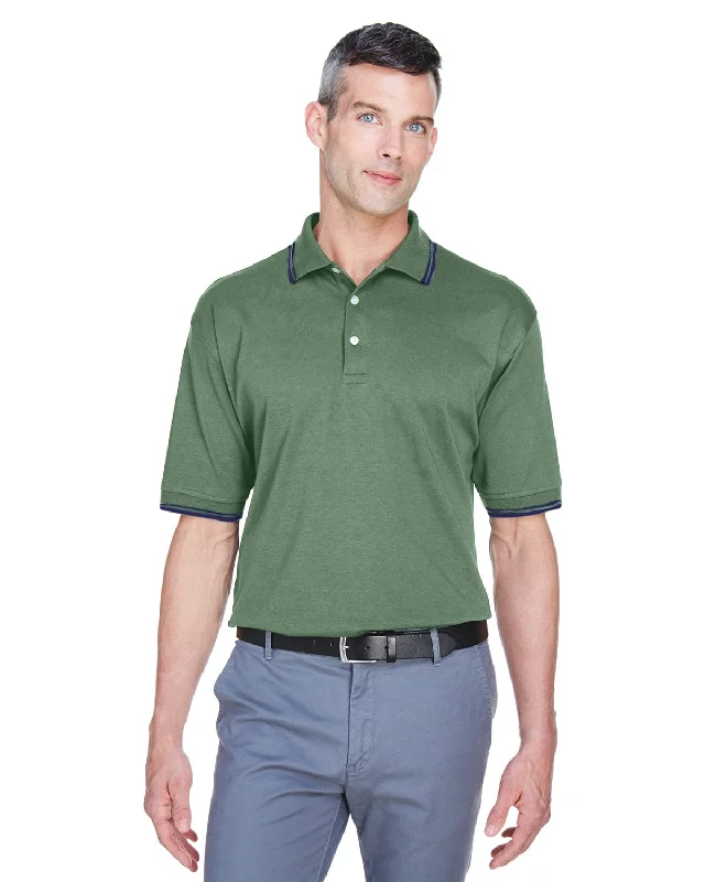 Hurry In Devon & Jones Tipped Perfect Pima Polo Shirt | Dill/ Navy