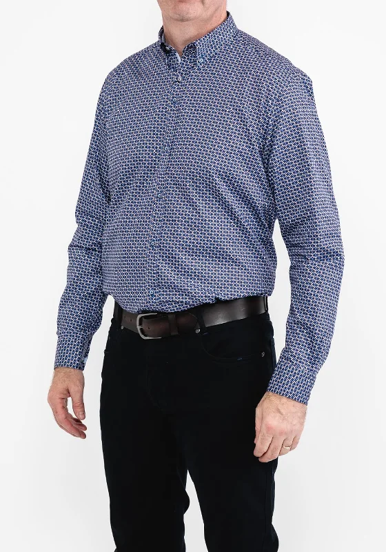 Exclusive Deal Andre Jake Geo Print Shirt, Blue