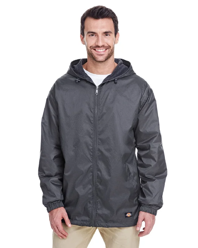 Discount Extravaganza Dickies Fleece-Lined Hooded Nylon Jacket | Charcoal