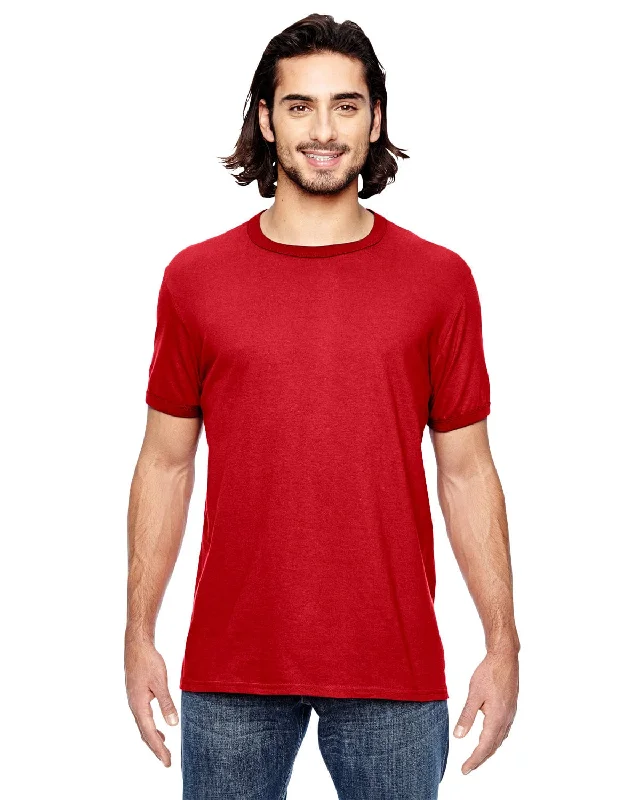 Buy Now Anvil Lightweight Ringer T-Shirt | Heather Red/ Red