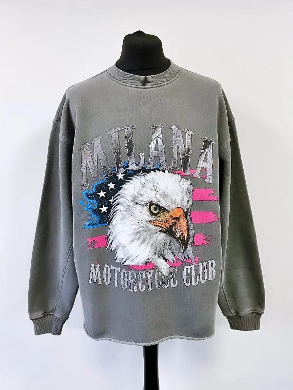 Discount Days Washed Charcoal Heavyweight Vintage Open Hem Sweatshirt.