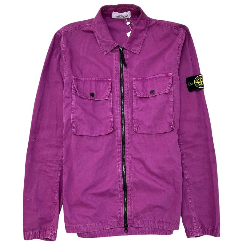 Exclusive Offers Men's Applique Logo OverShirt Purple Size M