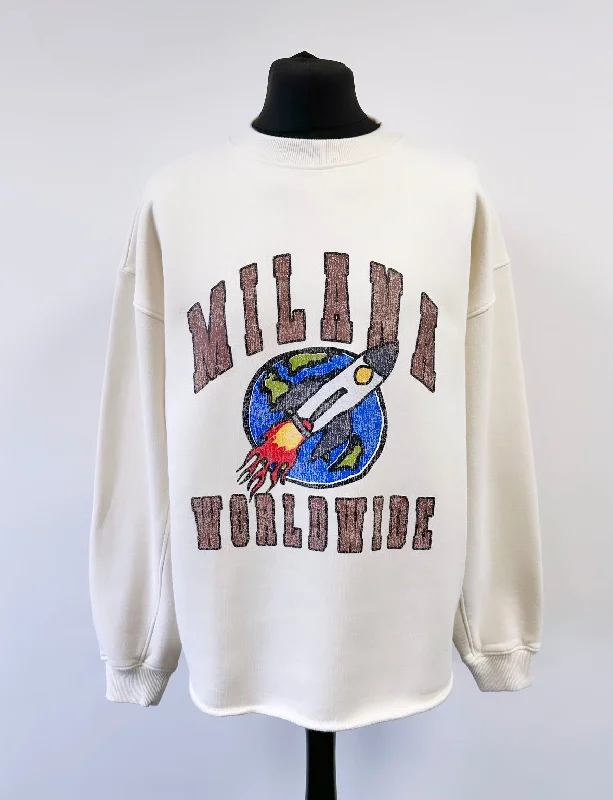Best Bargains Cream Heavyweight Worldwide Open Hem Sweatshirt.