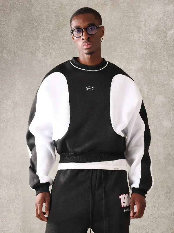 Price Break Crop Fit Colour Block Panel Sweatshirt With Small Graphic Print