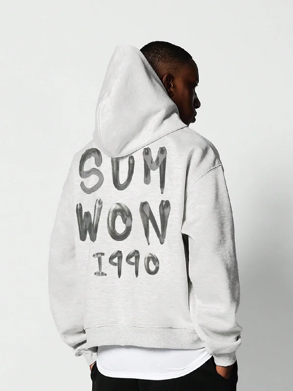 Best Bargains Overhead Hoodie With Letter & Number Graffiti Graphic Print