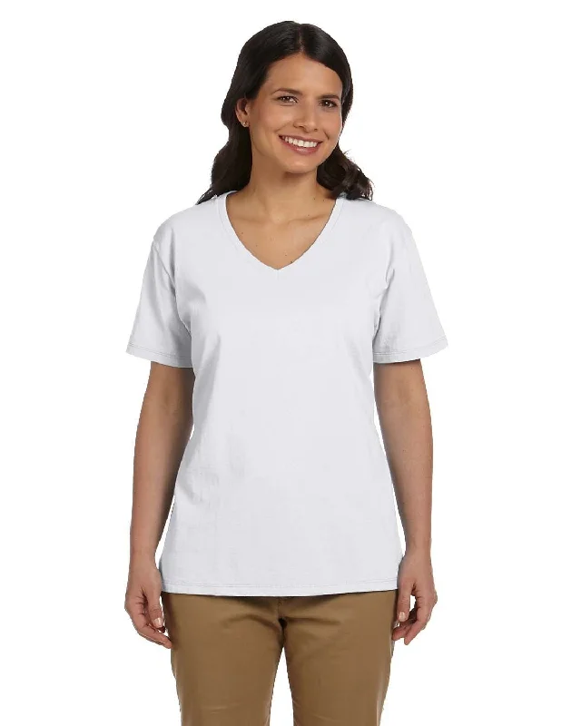 Fantastic Offers Hanes Ladies ComfortSoft V-Neck Cotton T-Shirt | White