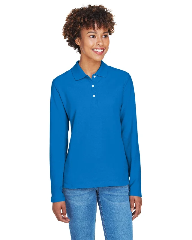Hot Buy Devon & Jones Ladies Long Sleeve Polo Shirt | French Blue
