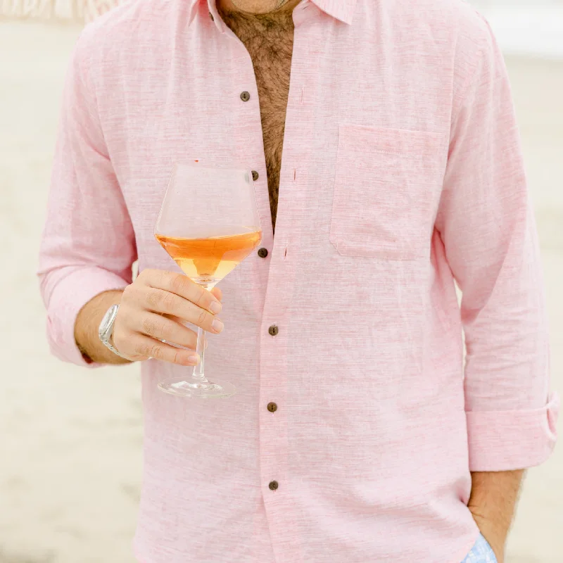 Weekend Sale: Don't Miss Out The Rosé Blusher - Long Sleeve Pink Linen Shirt