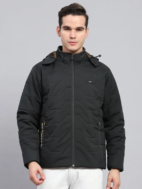 Bargain Blast Men Olive Solid Detachable Hood Full Sleeve Jacket