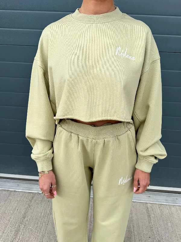 Overstock Sale Sage Essential Cropped Sweatshirt.