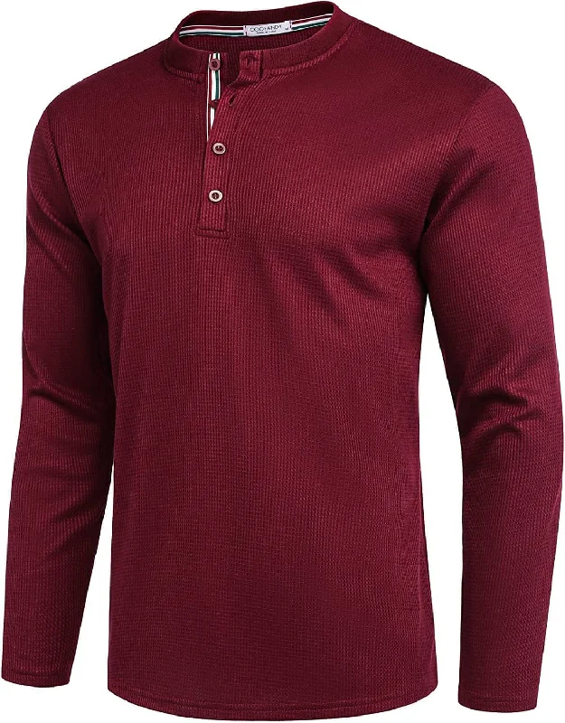 Deal Alert Long Sleeve Waffle Henley Shirts (US Only)