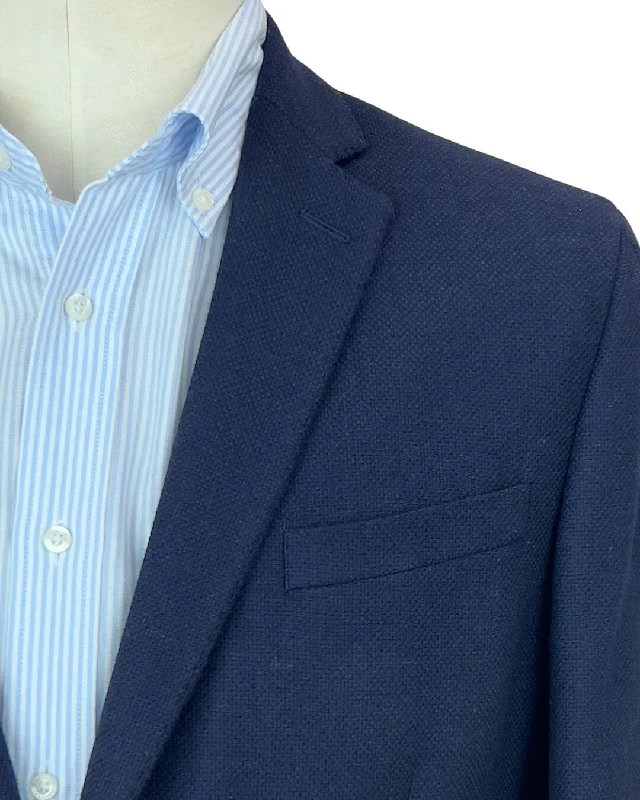 The Best Prices Navy Plain Basketweave Classic Jacket
