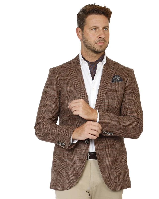 Lowest Prices Rust Italian Flannel Glen Check Jacket
