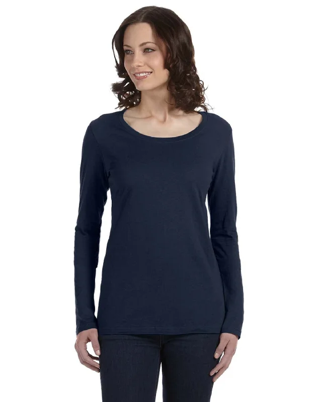 Sale Event Anvil Ladies Sheer Long Sleeve Scoop Neck T-Shirt | Navy