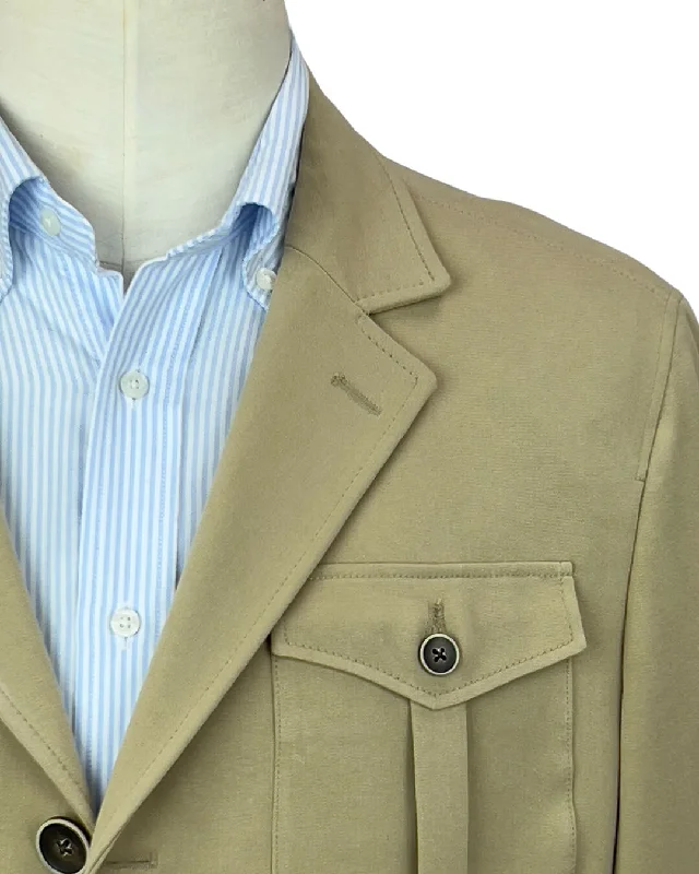 Weekend Offers That Shine Beige Stretch Cotton Safari Jacket
